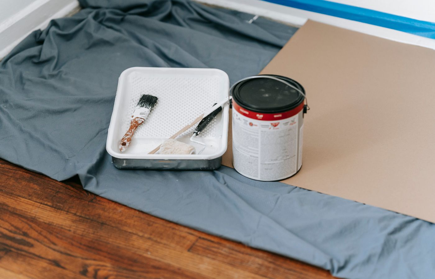 Painting tools prepared for a home renovation project